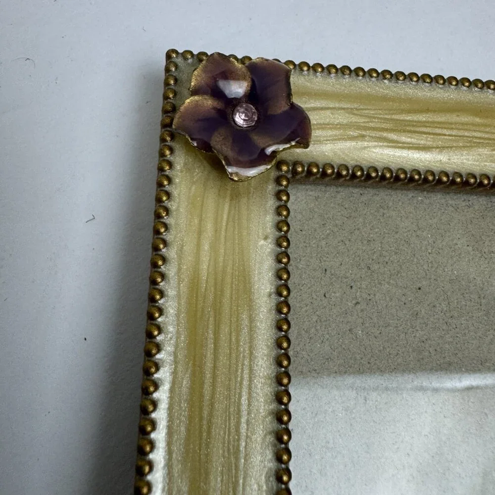 Frame Creme  / Purple Enamel Jemeled Pink Phinestone Jewels